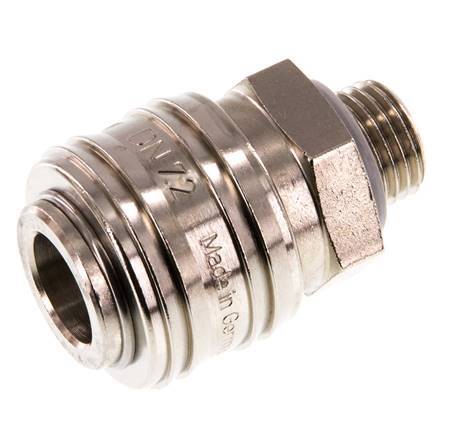 Nickel-plated Brass DN 7.2 (Euro) Air Coupling Socket G 1/4 inch Male Double Shut-Off