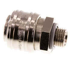 Nickel-plated Brass DN 7.2 (Euro) Air Coupling Socket G 1/4 inch Male Double Shut-Off