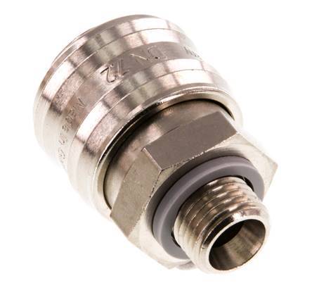 Nickel-plated Brass DN 7.2 (Euro) Air Coupling Socket G 1/4 inch Male Double Shut-Off