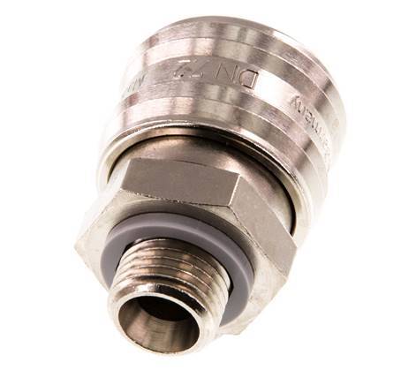 Nickel-plated Brass DN 7.2 (Euro) Air Coupling Socket G 1/4 inch Male Double Shut-Off