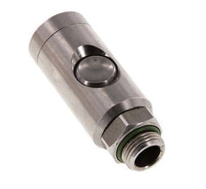 Stainless steel 306L DN 7.4 Safety Air Coupling Socket with Push Button G 3/8 inch Male