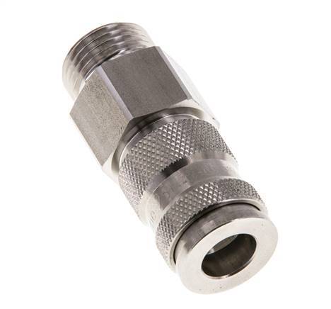 Stainless Steel 316L DN 7.8 Air Coupling Socket G 1/2 inch Male Double Shut-Off