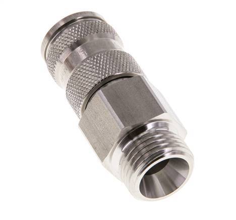 Stainless Steel 316L DN 7.8 Air Coupling Socket G 1/2 inch Male Double Shut-Off