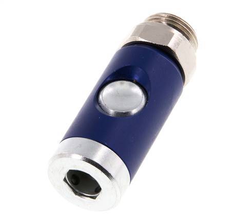 Hardened steel DN 7.4 Safety Air Coupling Socket with Push Button G 1/2 inch Male