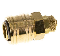 Brass DN 7.2 (Euro) Air Coupling Socket 6x8 mm Union Nut Double Shut-Off