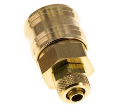 Brass DN 7.2 (Euro) Air Coupling Socket 6x8 mm Union Nut Double Shut-Off