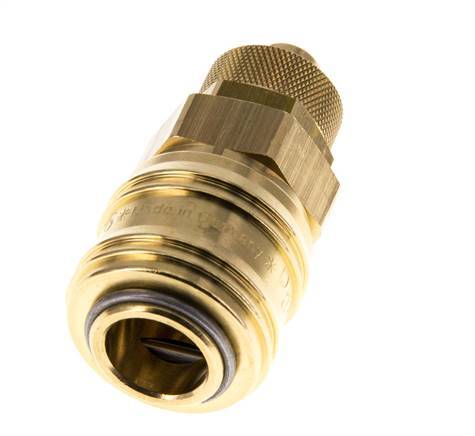 Brass DN 7.2 (Euro) Air Coupling Socket 8x10 mm Union Nut Double Shut-Off