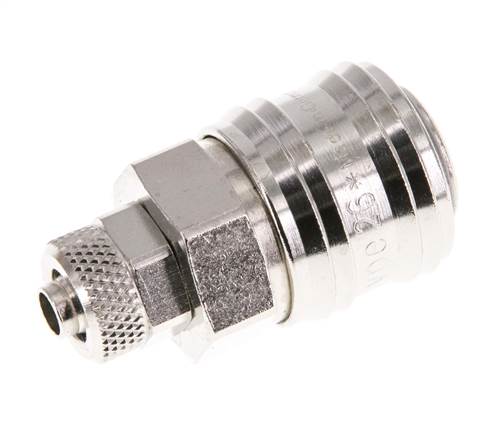 Nickel-plated Brass DN 7.2 (Euro) Air Coupling Socket 6x8 mm Union Nut Double Shut-Off