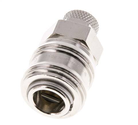 Nickel-plated Brass DN 7.2 (Euro) Air Coupling Socket 6x8 mm Union Nut Double Shut-Off