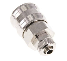 Nickel-plated Brass DN 7.2 (Euro) Air Coupling Socket 6x8 mm Union Nut Double Shut-Off