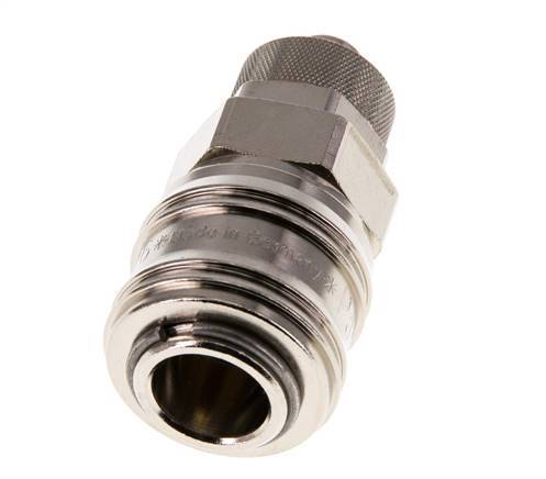 Nickel-plated Brass DN 7.2 (Euro) Air Coupling Socket 8x10 mm Union Nut Double Shut-Off