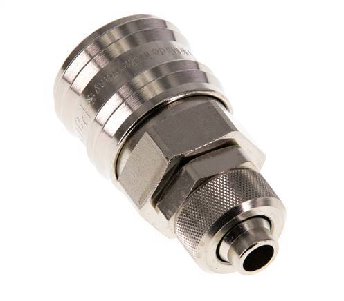 Nickel-plated Brass DN 7.2 (Euro) Air Coupling Socket 8x10 mm Union Nut Double Shut-Off