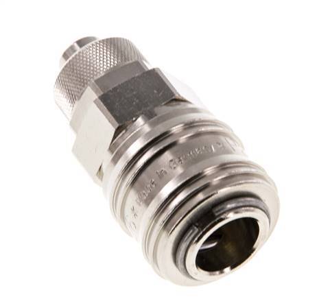 Nickel-plated Brass DN 7.2 (Euro) Air Coupling Socket 9x12 mm Union Nut Double Shut-Off