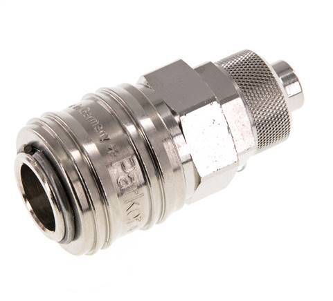 Nickel-plated Brass DN 7.2 (Euro) Air Coupling Socket 9x12 mm Union Nut Double Shut-Off