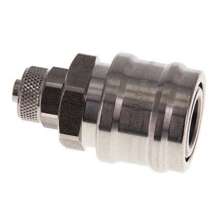 Stainless steel DN 7.2 (Euro) Air Coupling Socket 6x8 mm Union Nut Double Shut-Off