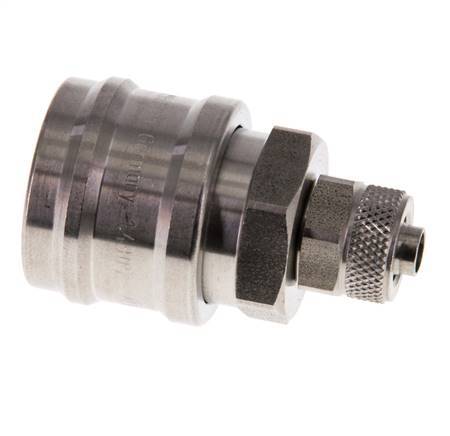 Stainless steel DN 7.2 (Euro) Air Coupling Socket 6x8 mm Union Nut Double Shut-Off
