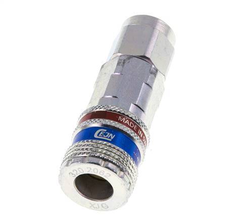 Steel/brass DN 7.6 (7.2 Euro) Safety Air Coupling Socket 8x12 mm (streamline) Union Nut