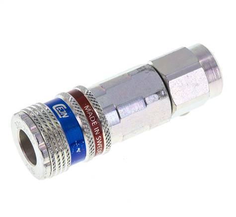 Steel/brass DN 7.6 (7.2 Euro) Safety Air Coupling Socket 8x12 mm (streamline) Union Nut