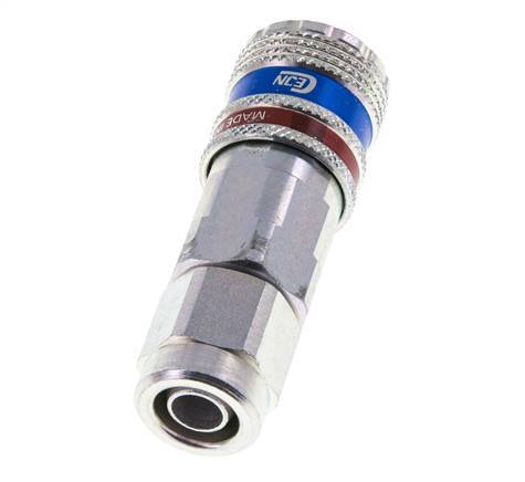 Steel/brass DN 7.6 (7.2 Euro) Safety Air Coupling Socket 8x12 mm (streamline) Union Nut