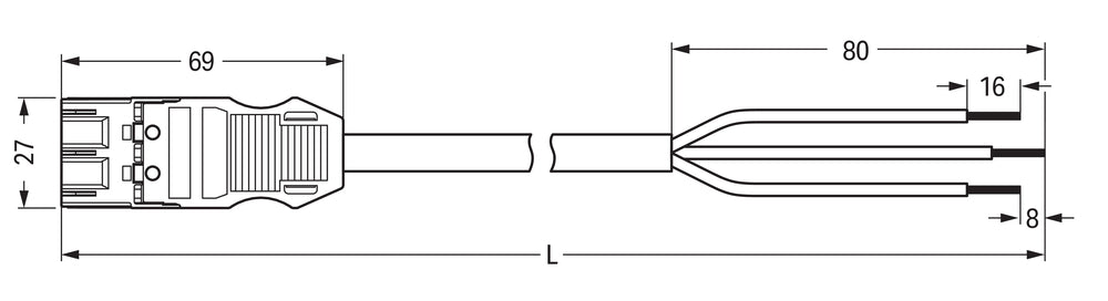 Pre-Assembled Winsta 3-Pole Connection Cable 2.5mm² - 771-9993/3207-101