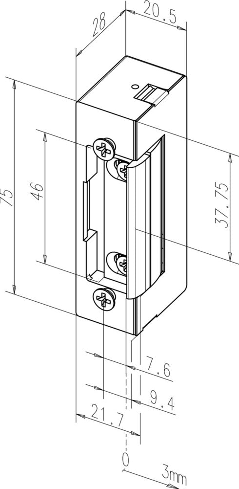 Electric Door Strike 37 Series Fail Safe 24V DC With Monitor - 10003685