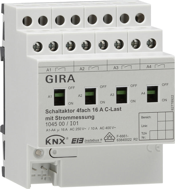 Gira KNX DIN-Rail Switching Actuator Bus System - 104500 | Tameson.com