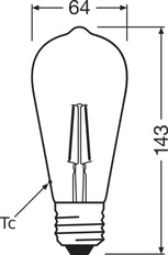 Vintage 1906 LED Edison Dimmable Gold E27 6.5W 2400K - 4099854081514