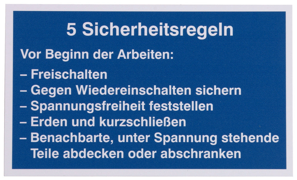 Dehn Sign 5 Safety Rules German Language Plastic Material - 700057