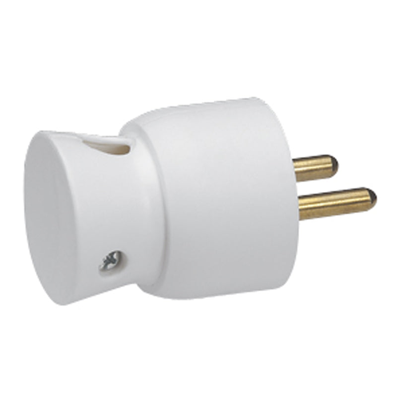 90 Degree White PVC Plug 2P+PA 16A/250V - 050416 [25 Pieces]