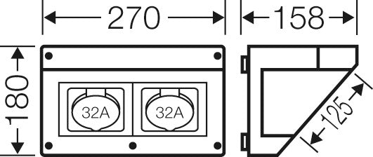 Hensel CEE Power Distributor Connection Box 400V 2x32A 5P WM2 - FP CB 213