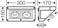 Hensel MI Connection Box 1x16A 1x32A 5P 400V IP44 - Mi CB 12
