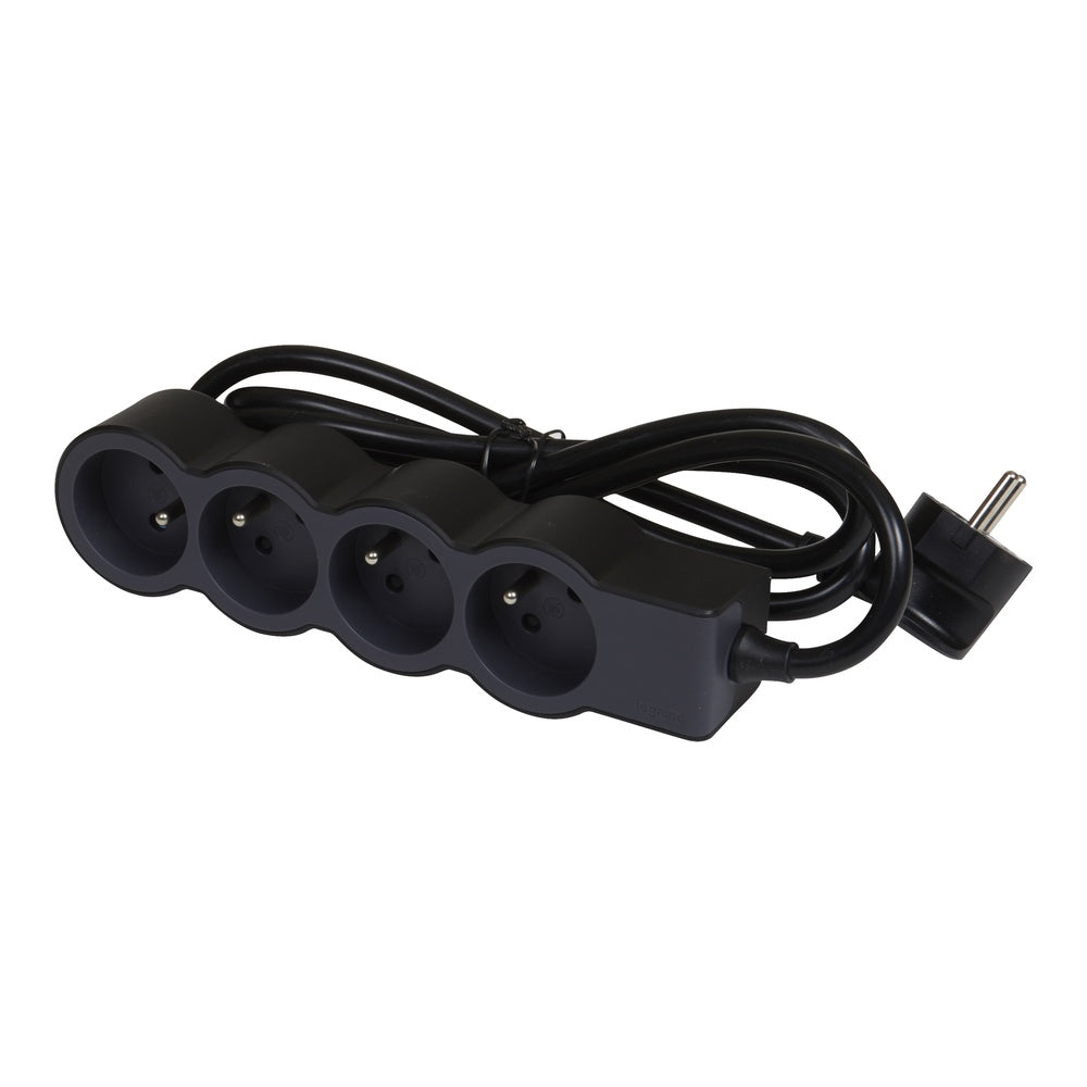 Legrand Standard Socket 4x2P With 1.5M Cord Black - 049478 [10 Pieces]