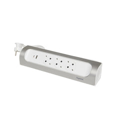 Legrand 90 Degree Mountable Socket 3X2P+A USB A+C 1M Aluminum - 694502 [5 Pieces]