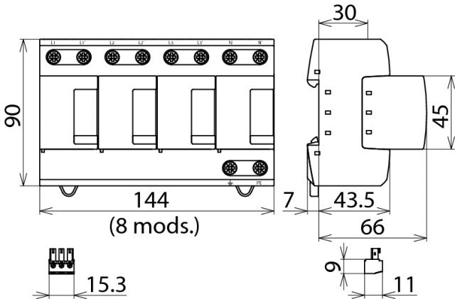 DEHN DV M TNS 255 FM Modular Multipole Surge Protection - 951405