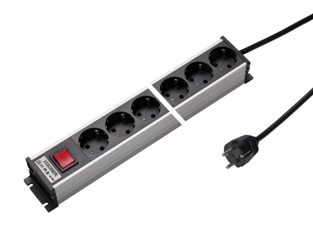 Martin Kaiser Aluminum Power Outlet Strip 10 Way 45 Degree with Switch Cable - 1301ZL10SW15 [10 Pieces]