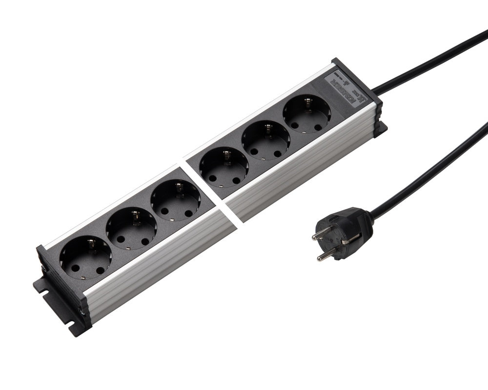 Martin Kaiser 8-Way Aluminum Power Outlet Strip Without Switch 1.5m Cable - 1302KZL8SW15 [10 Pieces]