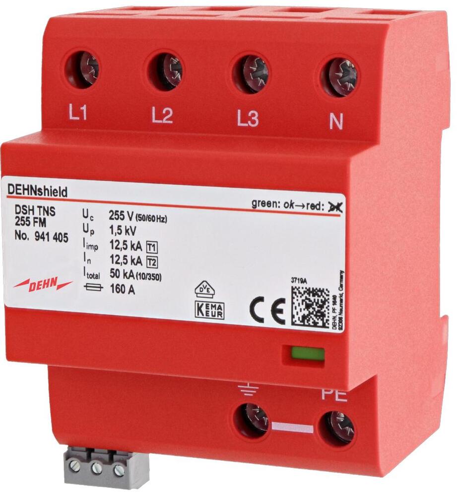 Dehn DSH TNS 255 FM Combined Arrester Type 1+2 For Three-Phase TN-S - 941405