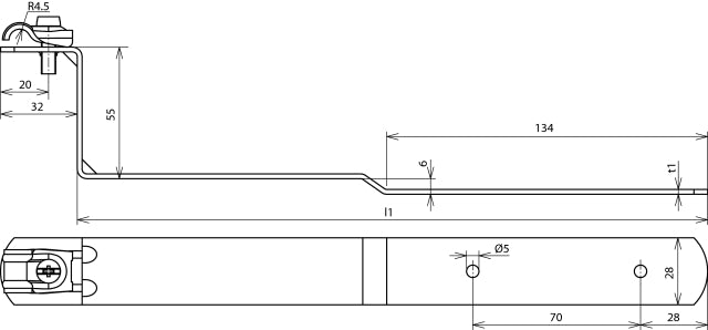 Dehn Cu Roof Conductor Holder For Rd 6-10mm With Brace L 260mm - 202017