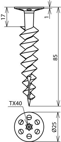 Dehn Dowel For Rigid Foam Plates L85mm PA For Screws D4.5mm - 200601 [2 pieces]