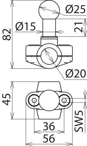 Dehn Fixed Ball Point D 25MM Clamp Type A Round Conductor - 725020