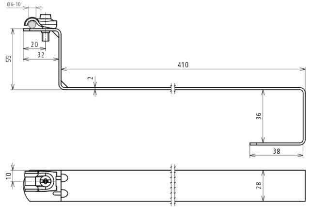 Dehn Roof Conductor Holder St Tzn For Rd 6-10mm L 410mm - 202080