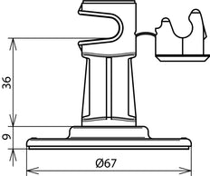 Dehn Roof Conductor Holder H 36mm Grey With Adhesive Pad D 67mm - 297110