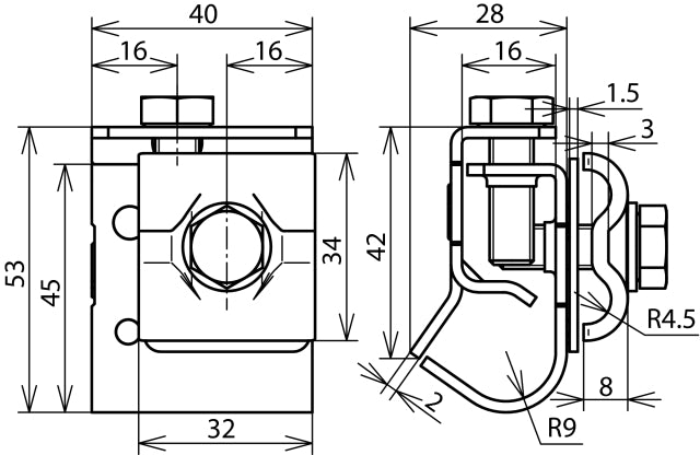 Dehn Bimetallic Gutter Clamp With Double Cleat Cu-St/Tzn - 339157
