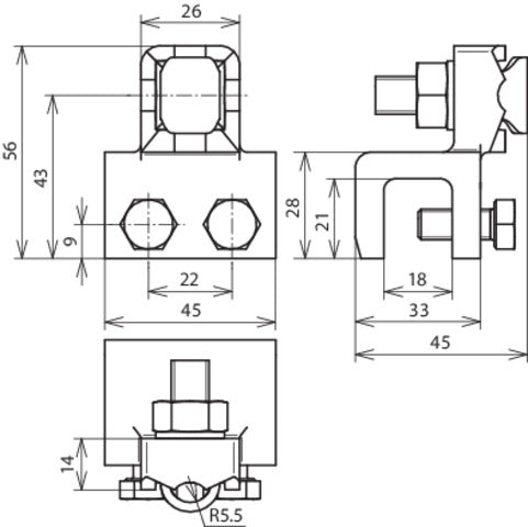 Dehn Connection Clamp MCI With Clamping Range Fl 8-18mm With Screw - 370018