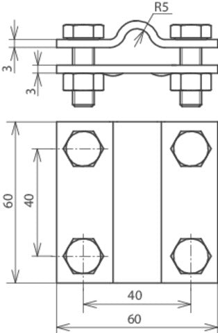 Dehn Cross Unit Stainless Steel For Fl 30/30mm Rd 8-10/Fl 30mm - 318209