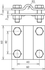 Dehn Cross Unit Stainless Steel For Fl 30/30mm Rd 8-10/Fl 30mm - 318209