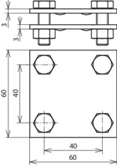 Dehn Cross Unit StSt V4A For FL 30/30mm Dimension 60x60mm - 318233