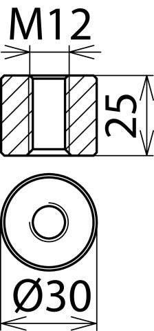 M12 Female Thread Welding-Type Connector Kit St/GalZn - 336020