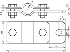 Dehn ERS 76 AB11 V2A Earthing Pipe Clamp With Bore D 11mm - 410389
