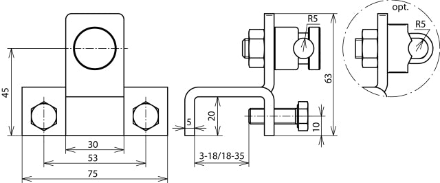 Dehn Clamp Vertical Type For Profiles 18-35mm With KS Connector - 372159